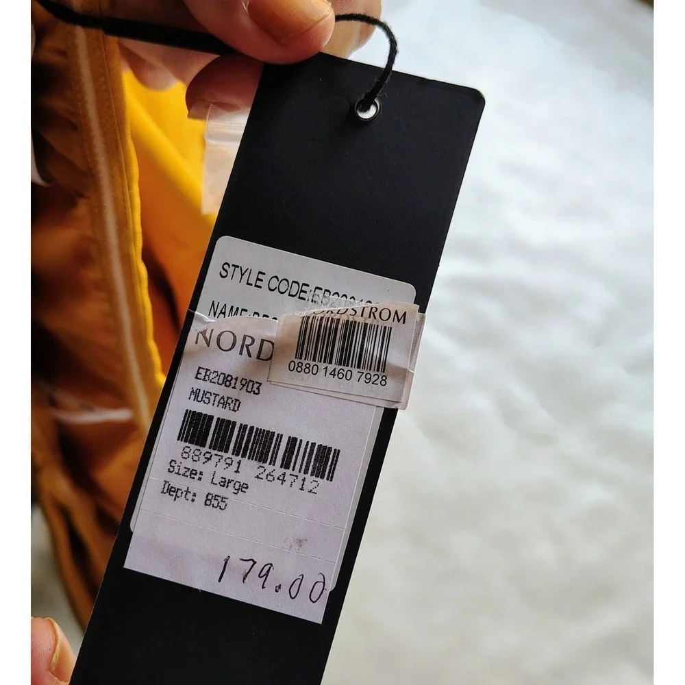 NWT Elliatt One Shoulder Cocktail Dress Size Large Mustard Yellow Sheath Party - Picture 5 of 5